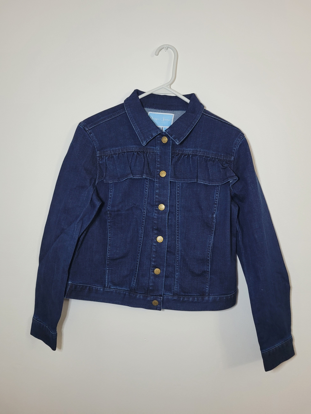 Draper James Ruffle Denim Jacket Size Medium BNWT